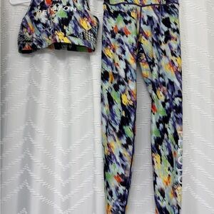 Peloton Multicolor Abstract Leggings and Bra Set